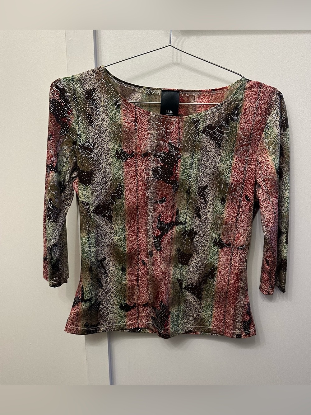J.T.B Women's Multicolor Patterned Scoop Neck Y2K Top